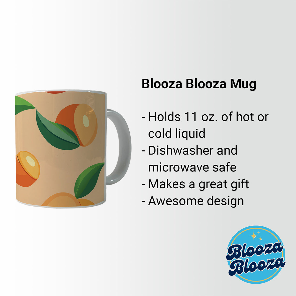 Peaches Scattered Background Pattern Ceramic Tea Coffee Mug Cup - 11oz