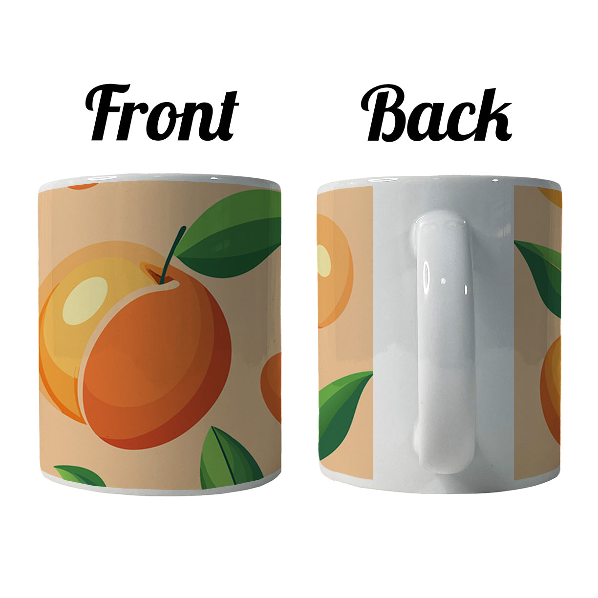 Peaches Scattered Background Pattern Ceramic Tea Coffee Mug Cup - 11oz