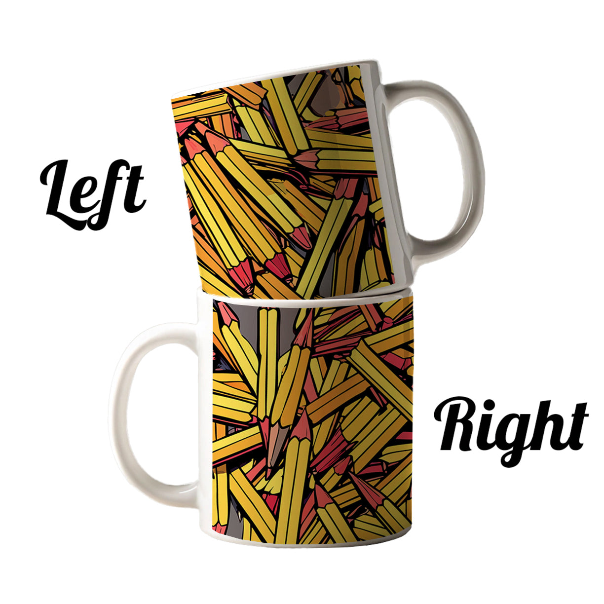 Pencils Piles School Teacher Pattern Ceramic Tea Coffee Mug Cup - 11oz
