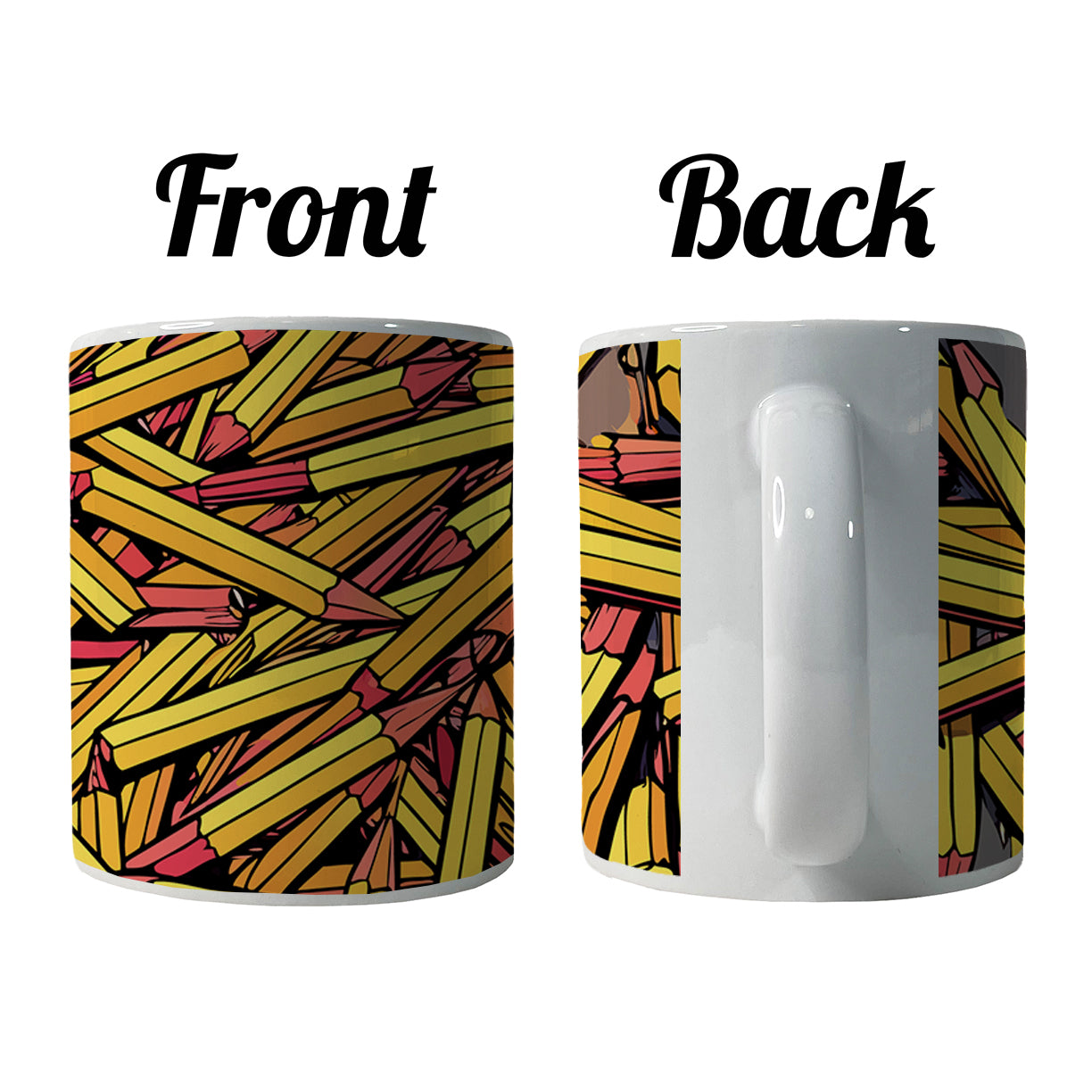 Pencils Piles School Teacher Pattern Ceramic Tea Coffee Mug Cup - 11oz