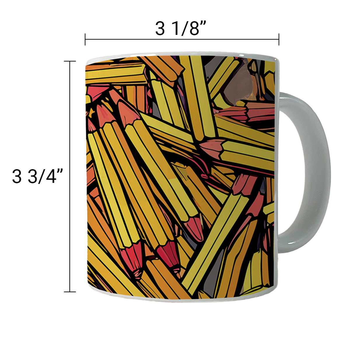 Pencils Piles School Teacher Pattern Ceramic Tea Coffee Mug Cup - 11oz
