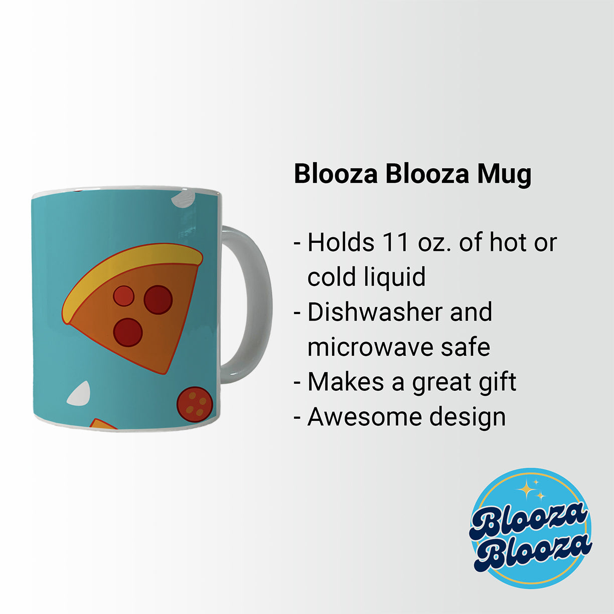 Pepperoni Pizza Scattered Pattern Ceramic Tea Coffee Mug Cup - 11oz