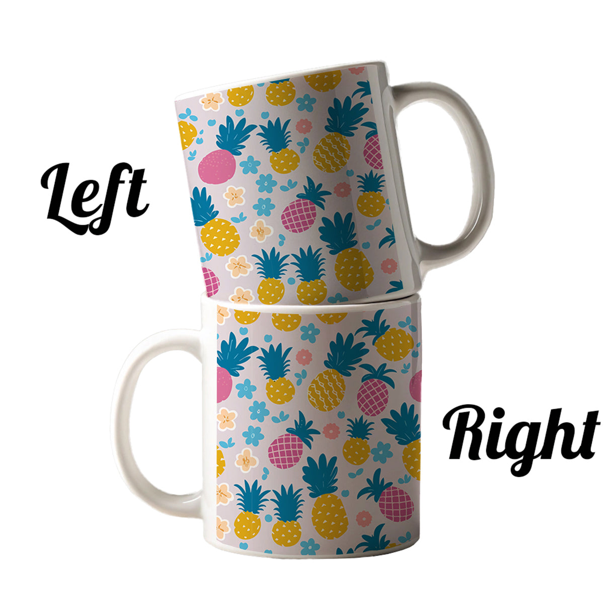 Pineapples Tropical Flowers Pattern Ceramic Tea Coffee Mug Cup - 11oz