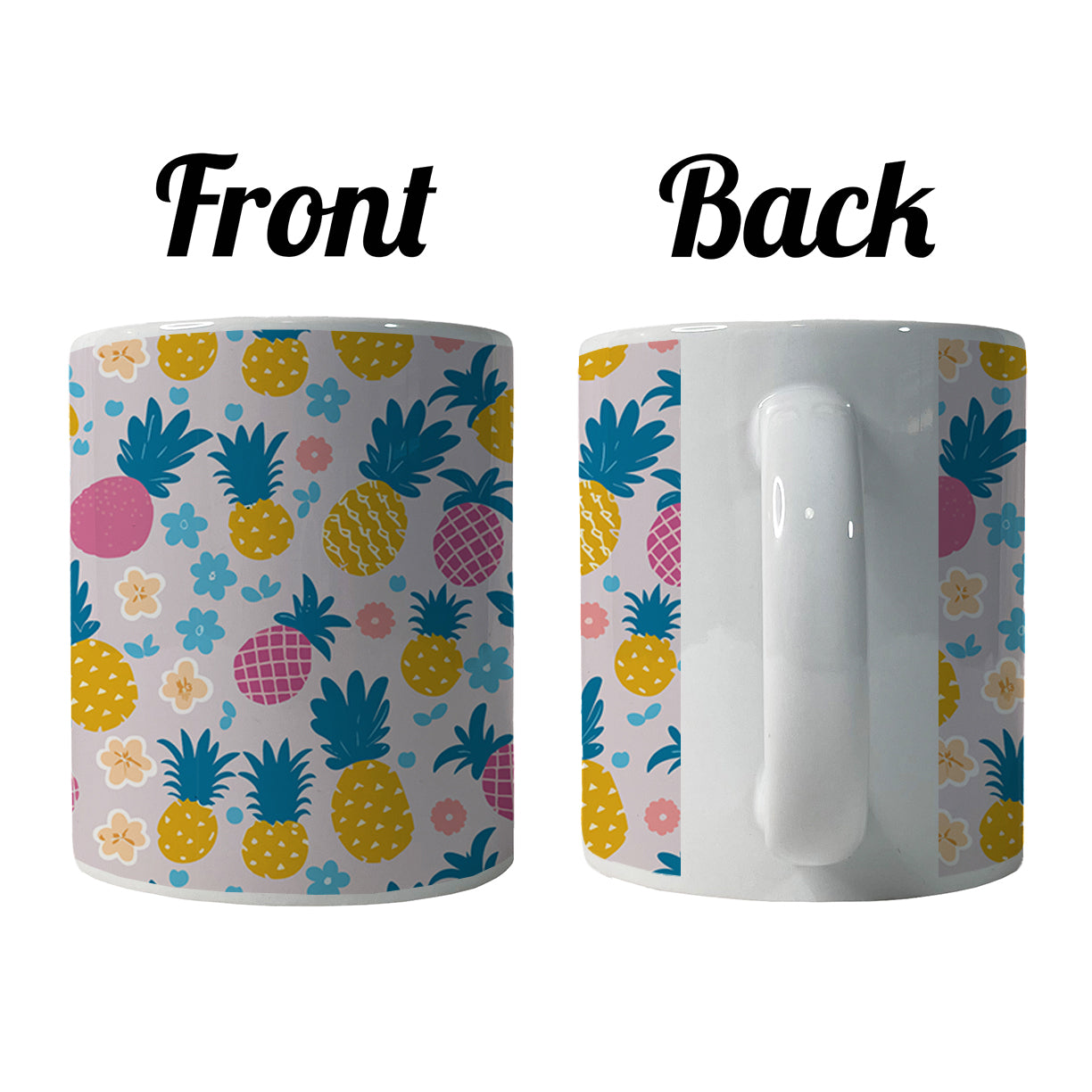 Pineapples Tropical Flowers Pattern Ceramic Tea Coffee Mug Cup - 11oz
