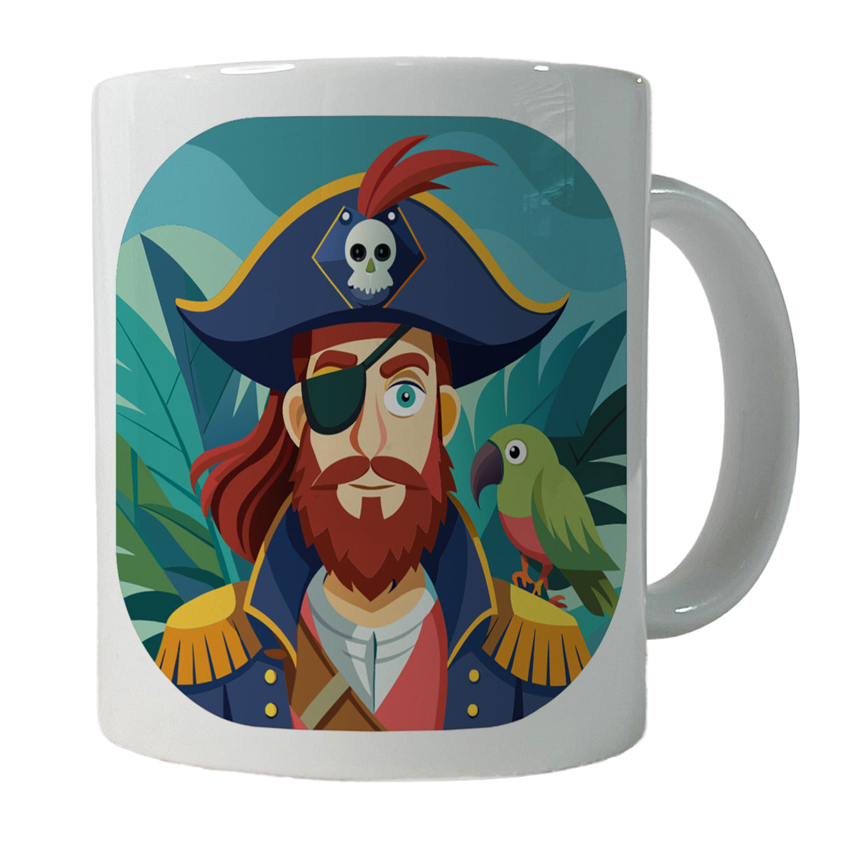 Pirate with Eye Patch and Parrot Ceramic Tea Coffee Mug Cup - 11oz