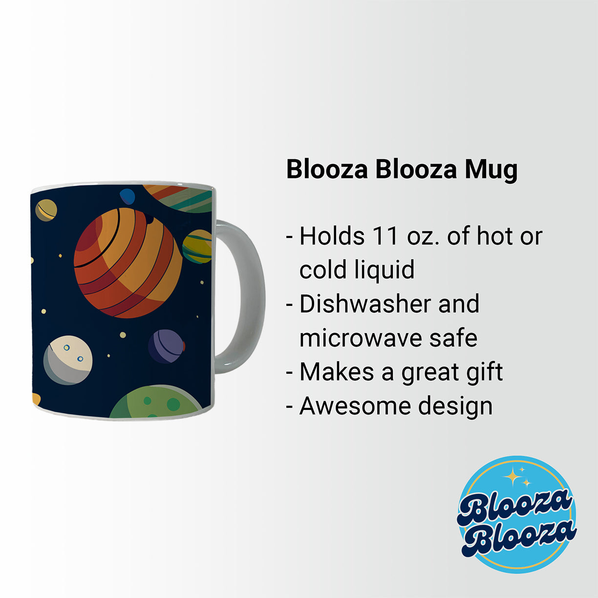 Planets Colorful Pattern Ceramic Tea Coffee Mug Cup - 11oz