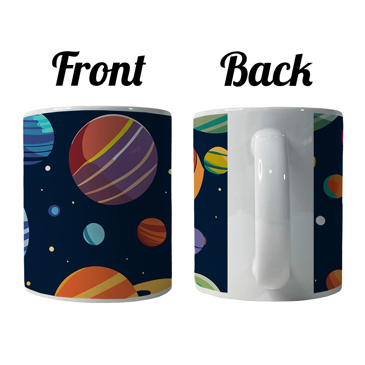 Planets Colorful Pattern Ceramic Tea Coffee Mug Cup - 11oz