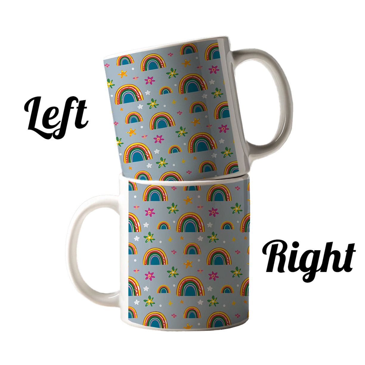 Rainbows and Stars Pattern Ceramic Tea Coffee Mug Cup - 11oz