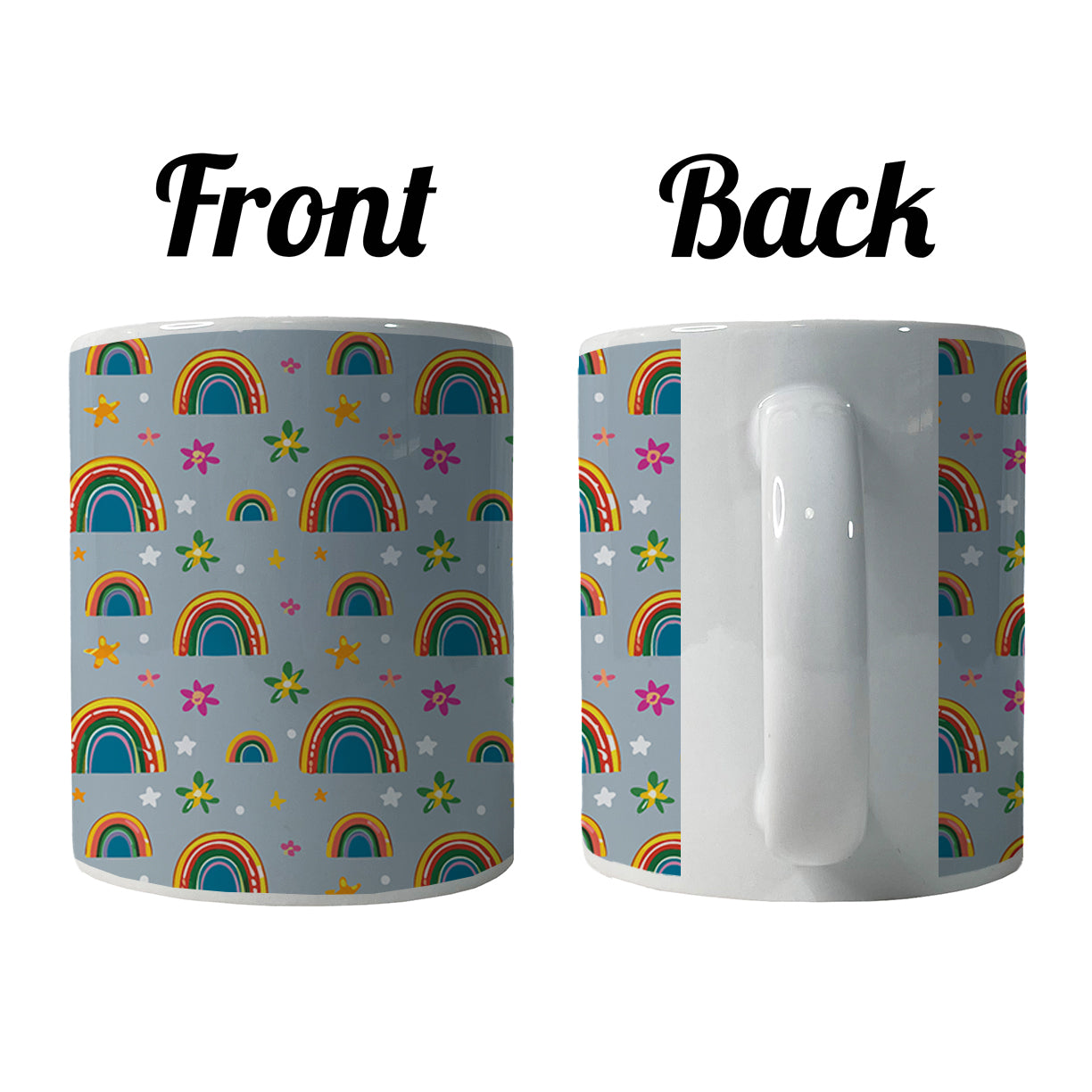 Rainbows and Stars Pattern Ceramic Tea Coffee Mug Cup - 11oz