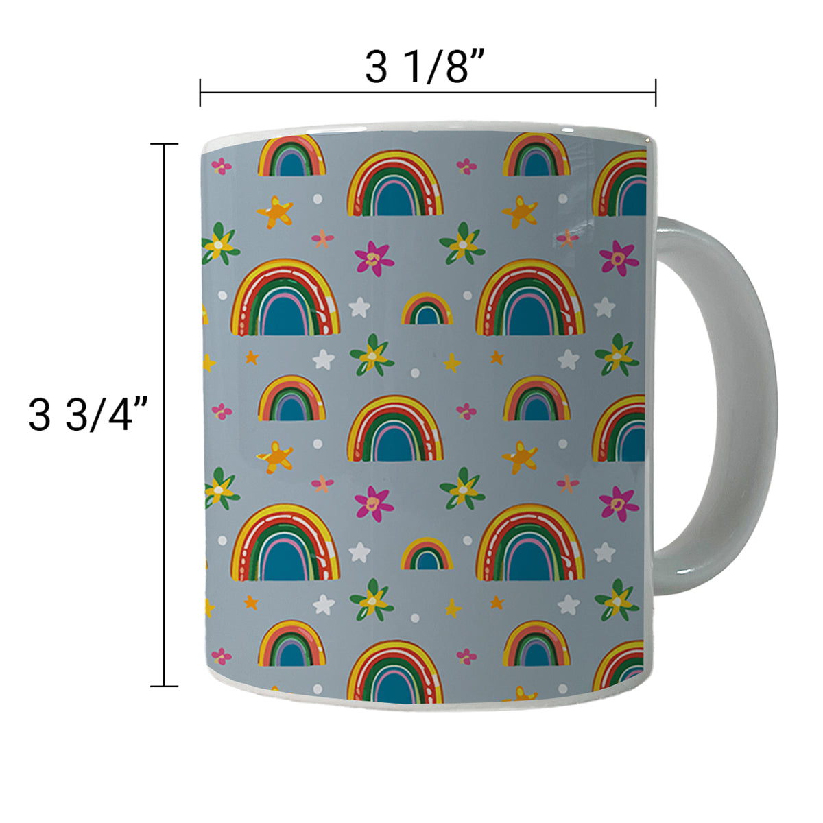 Rainbows and Stars Pattern Ceramic Tea Coffee Mug Cup - 11oz