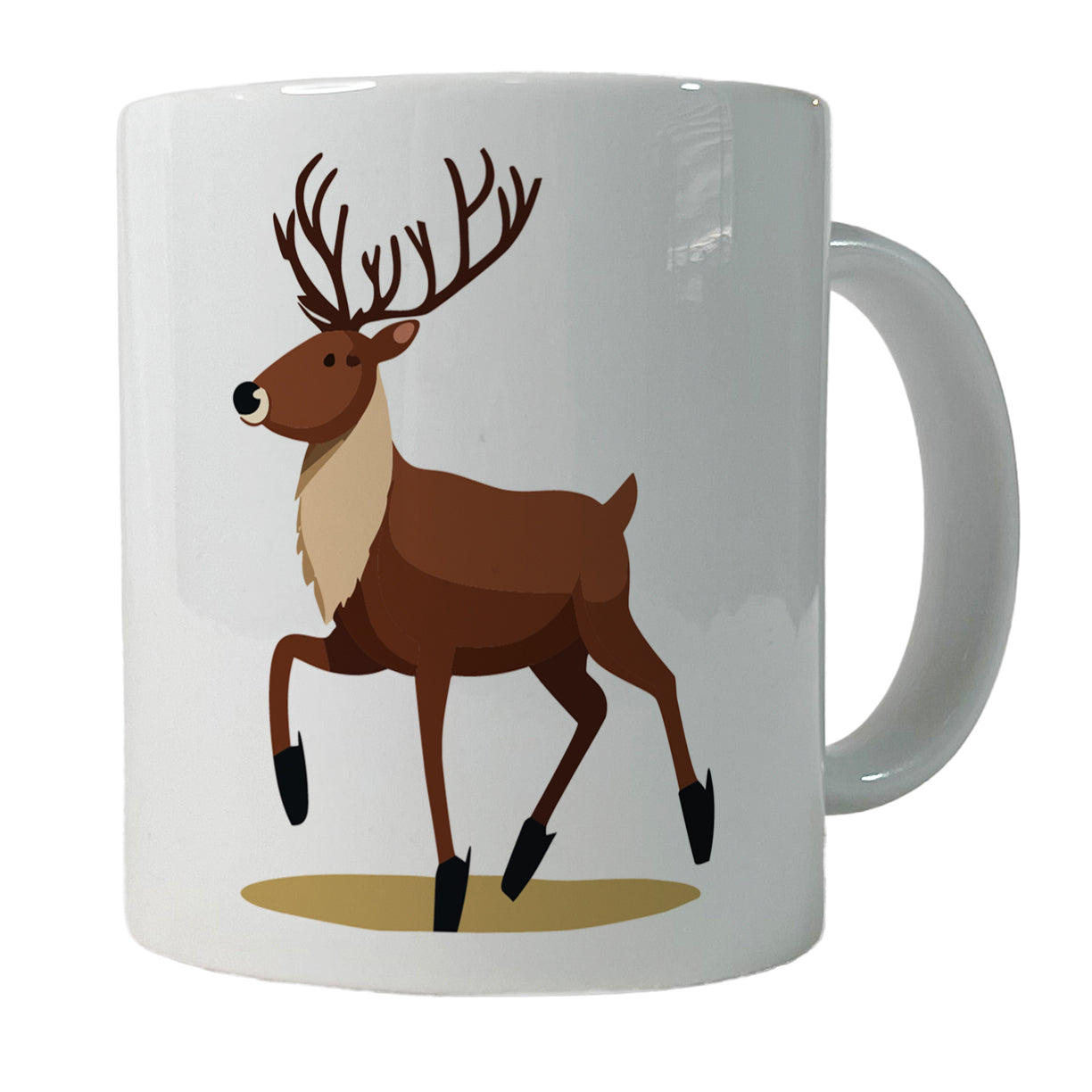 Reindeer Prancing Christmas Ceramic Tea Coffee Mug Cup - 11oz