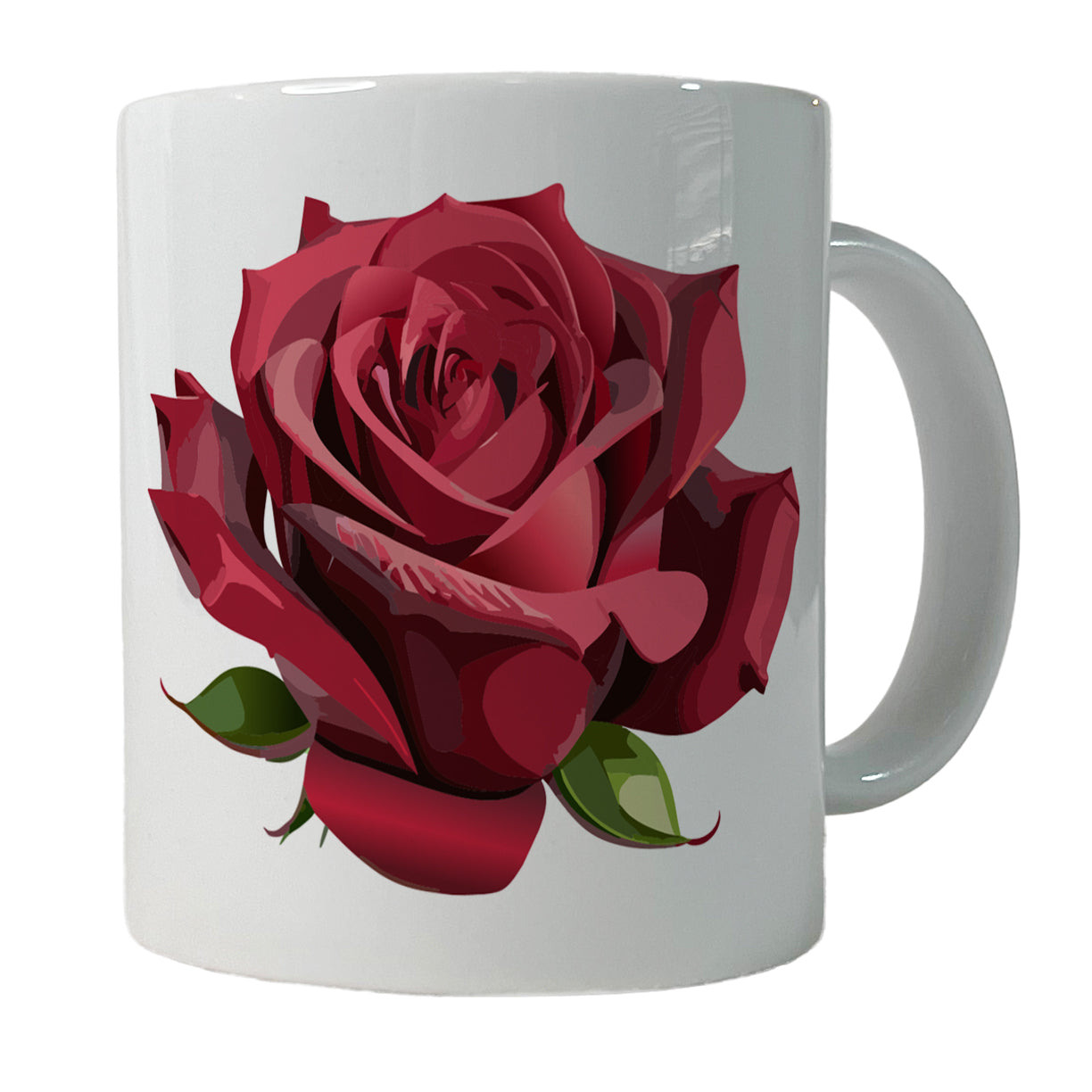 Rose Red Flower Ceramic Tea Coffee Mug Cup - 11oz