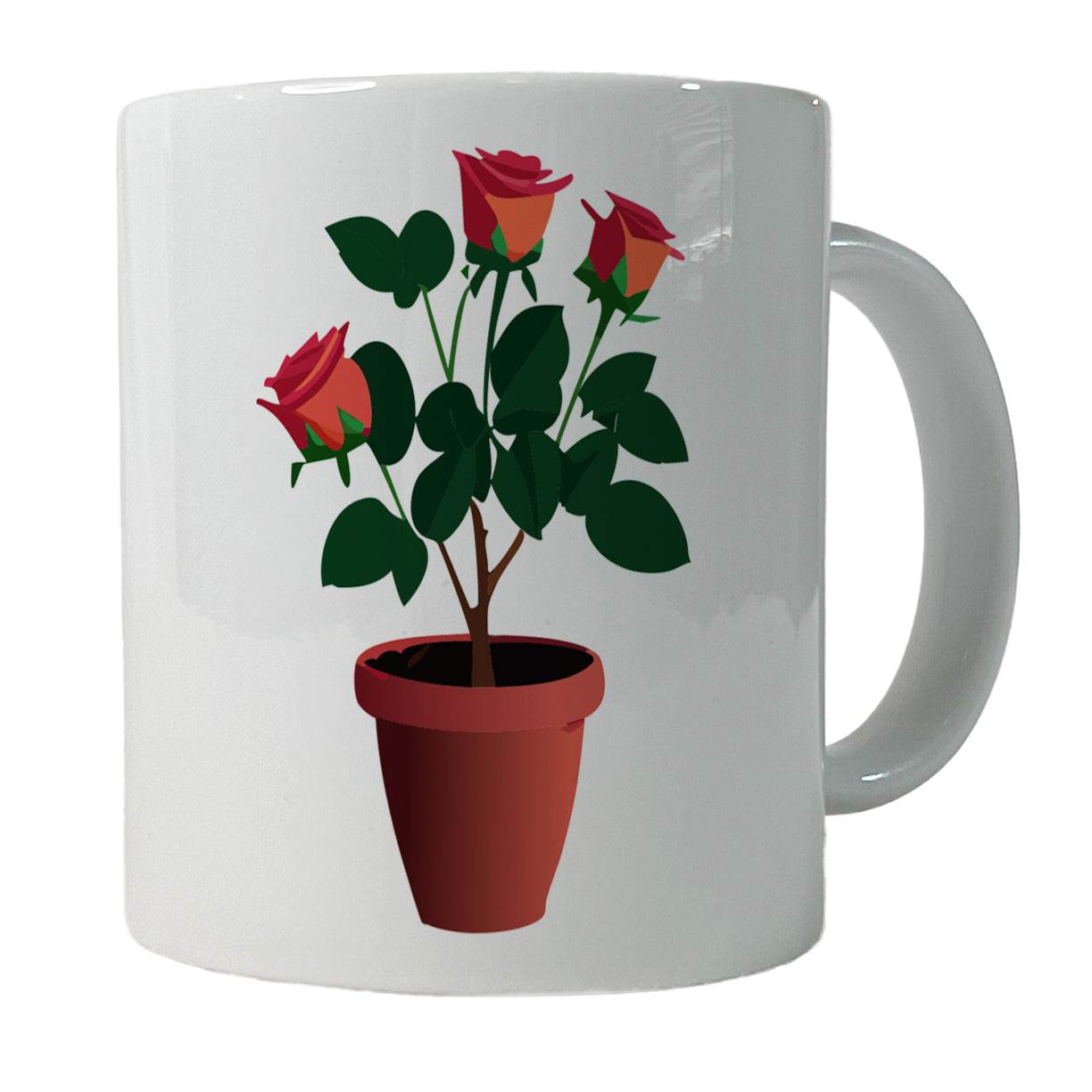 Rose Roses Bush in Pot Ceramic Tea Coffee Mug Cup - 11oz