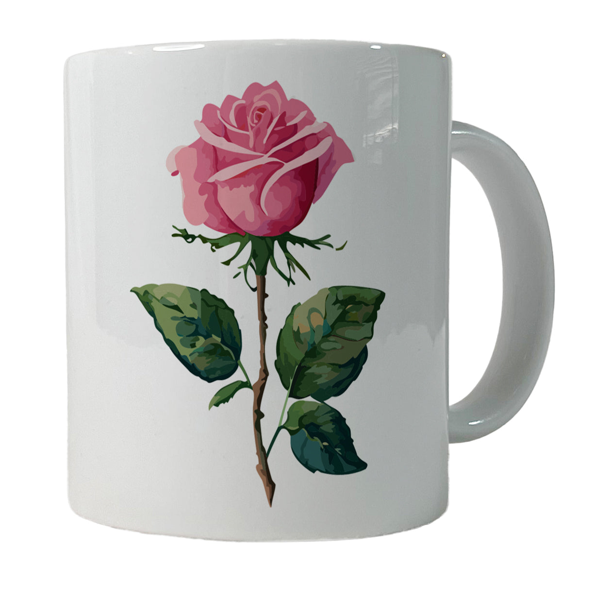 Rose Roses Pink Flower Watercolor Ceramic Tea Coffee Mug Cup - 11oz