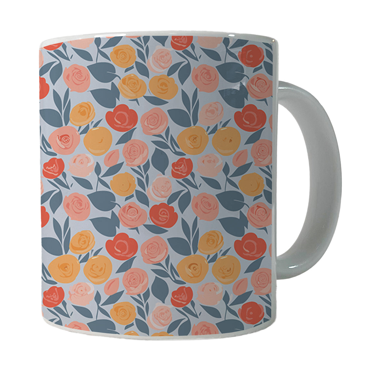 Roses Floral Flowers Muted Pattern Ceramic Tea Coffee Mug Cup - 11oz