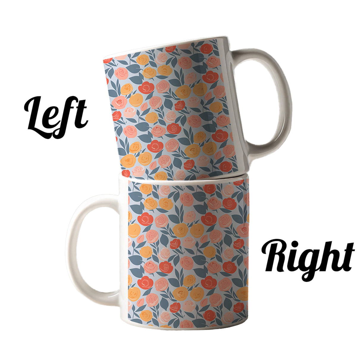 Roses Floral Flowers Muted Pattern Ceramic Tea Coffee Mug Cup - 11oz