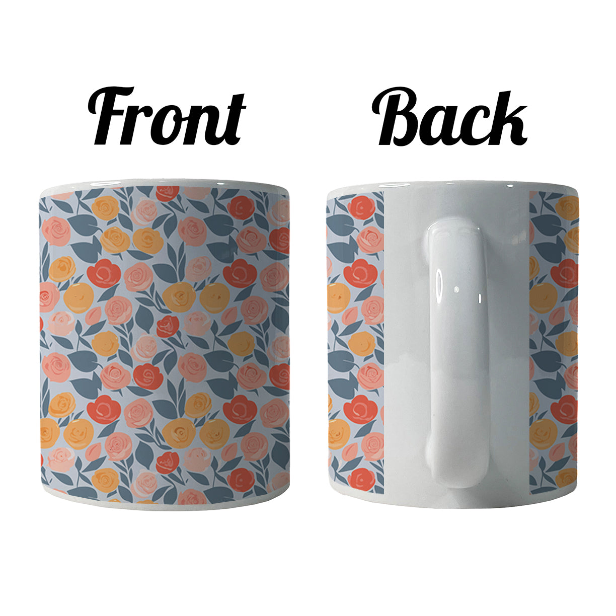 Roses Floral Flowers Muted Pattern Ceramic Tea Coffee Mug Cup - 11oz