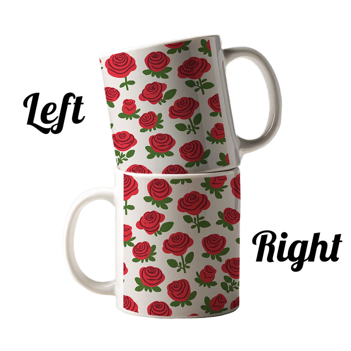 Roses Flowers Red Cute Pattern Ceramic Tea Coffee Mug Cup - 11oz