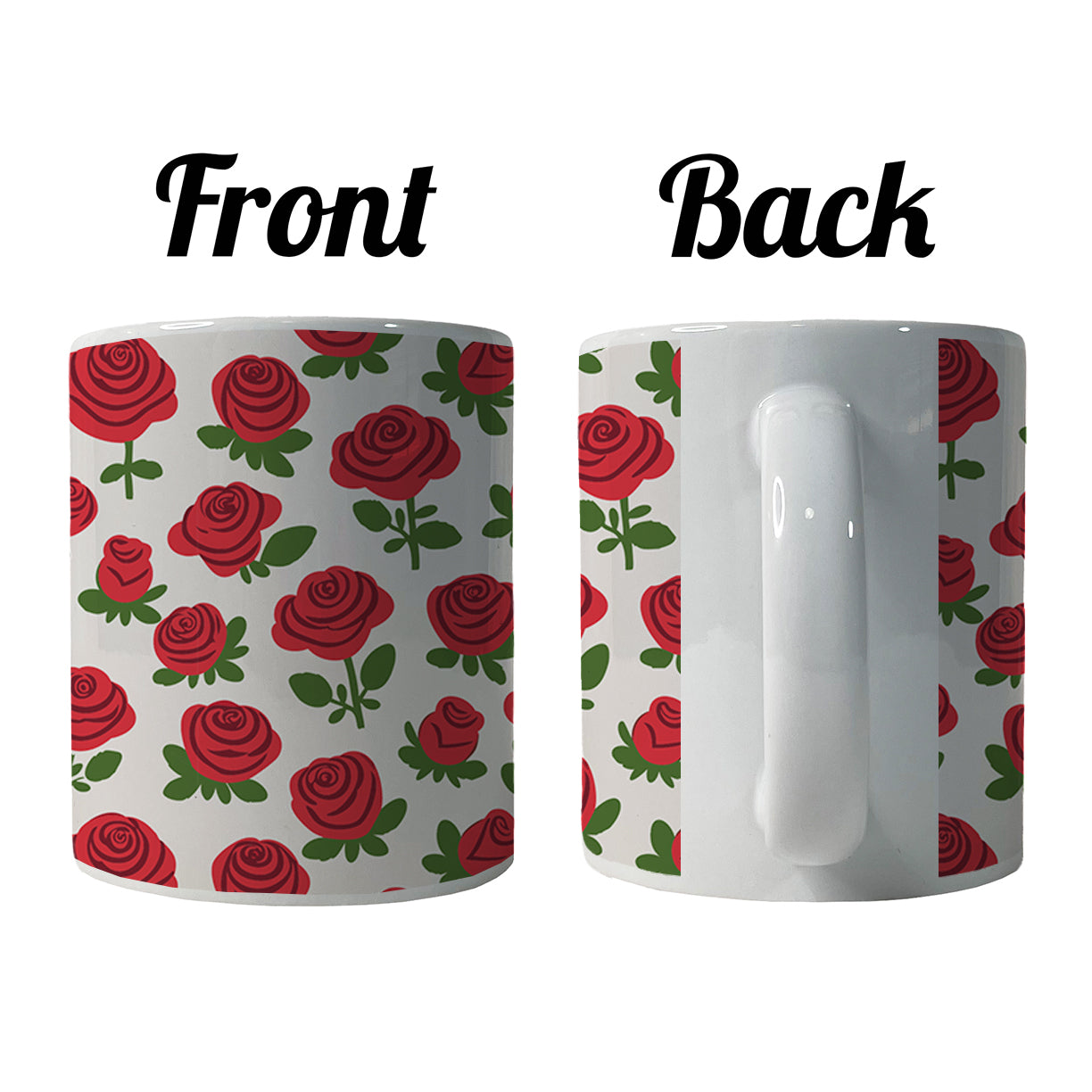 Roses Flowers Red Cute Pattern Ceramic Tea Coffee Mug Cup - 11oz