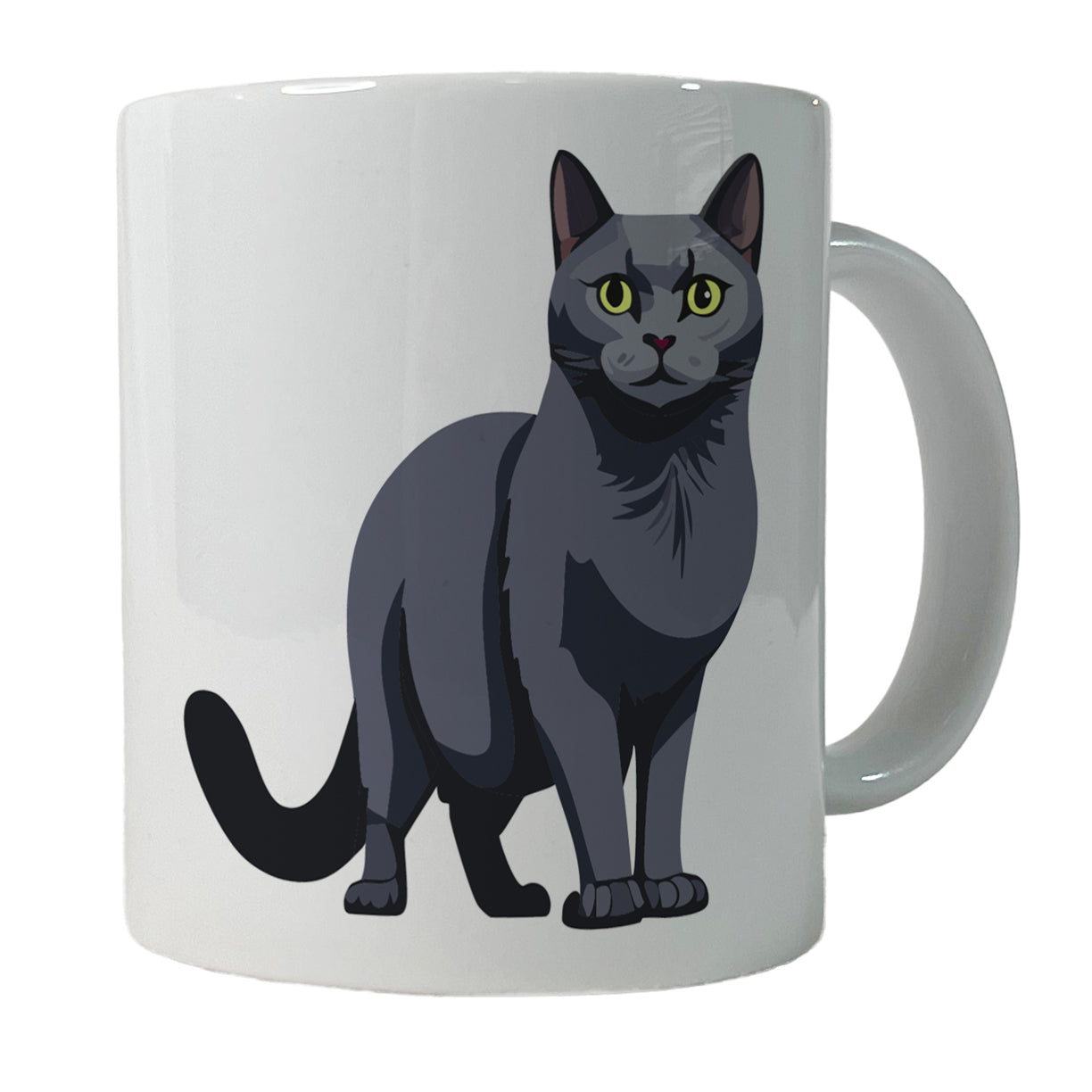 Russian Blue Cat Standing Ceramic Tea Coffee Mug Cup - 11oz