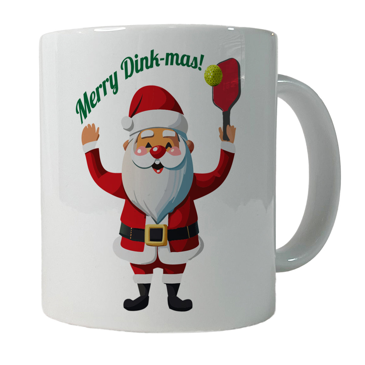 Santa Playing Pickleball Funny Merry Dink-mas Christmas Ceramic Tea Coffee Mug Cup - 11oz