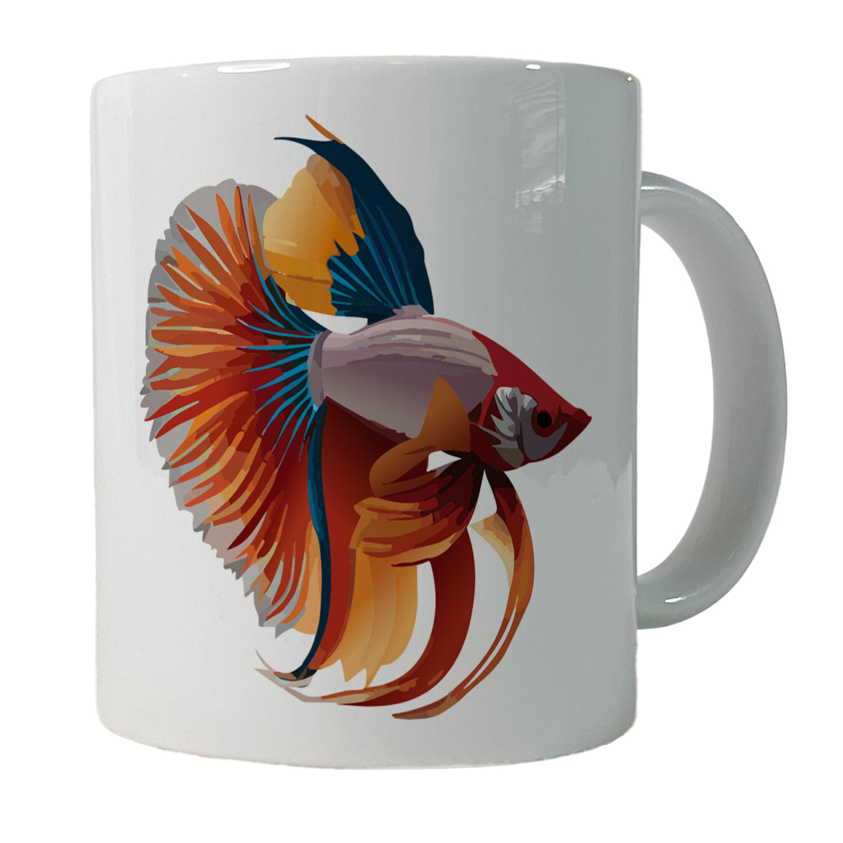 Siamese Fighting Fish Betta Freshwater Ceramic Tea Coffee Mug Cup - 11oz