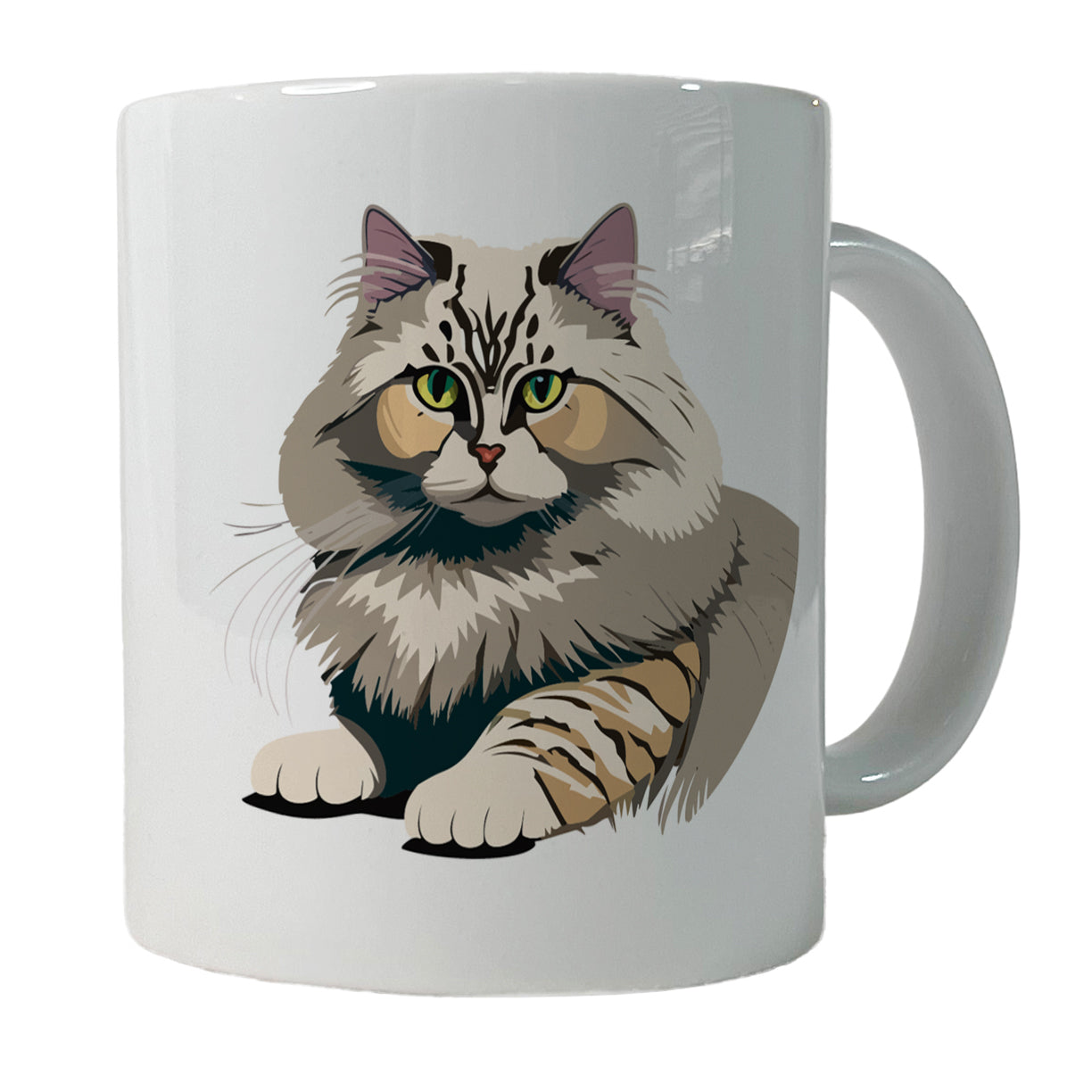 Siberian Cat Crouched Ceramic Tea Coffee Mug Cup - 11oz