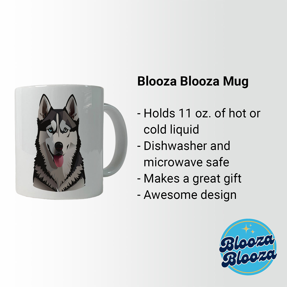Siberian Husky Dog Tongue Out Ceramic Tea Coffee Mug Cup - 11oz