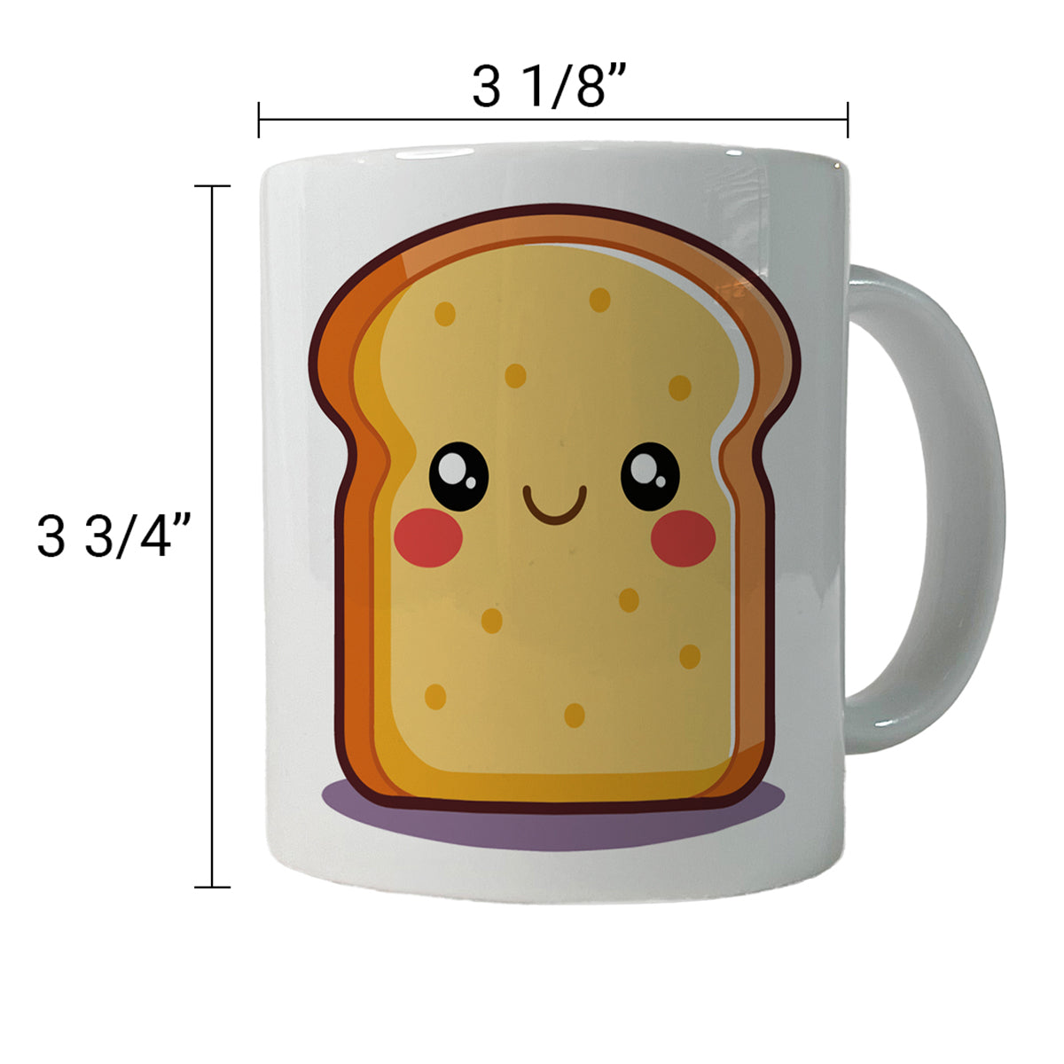 Smiling Toast Cute Ceramic Tea Coffee Mug Cup - 11oz
