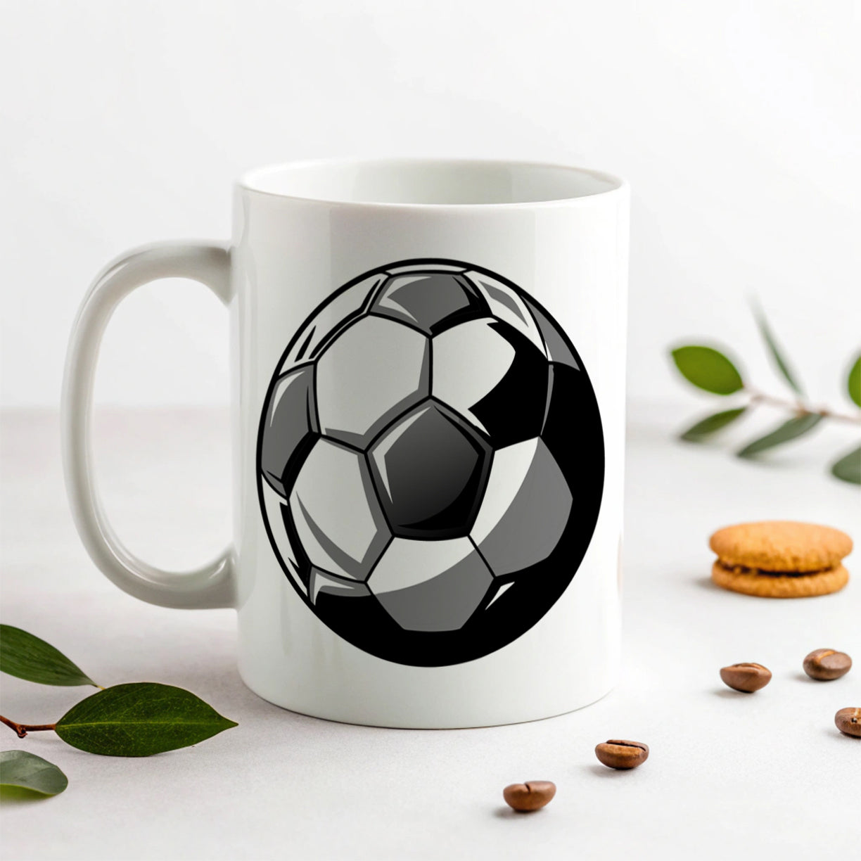 Soccer Ball Football Black White Gray Ceramic Tea Coffee Mug Cup - 11oz