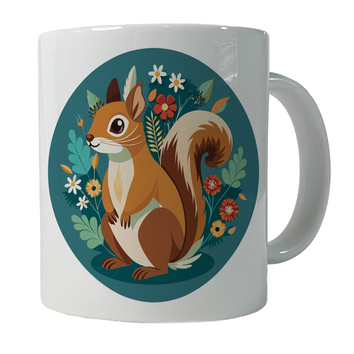 Squirrel Floral Flowers Ceramic Tea Coffee Mug Cup - 11oz