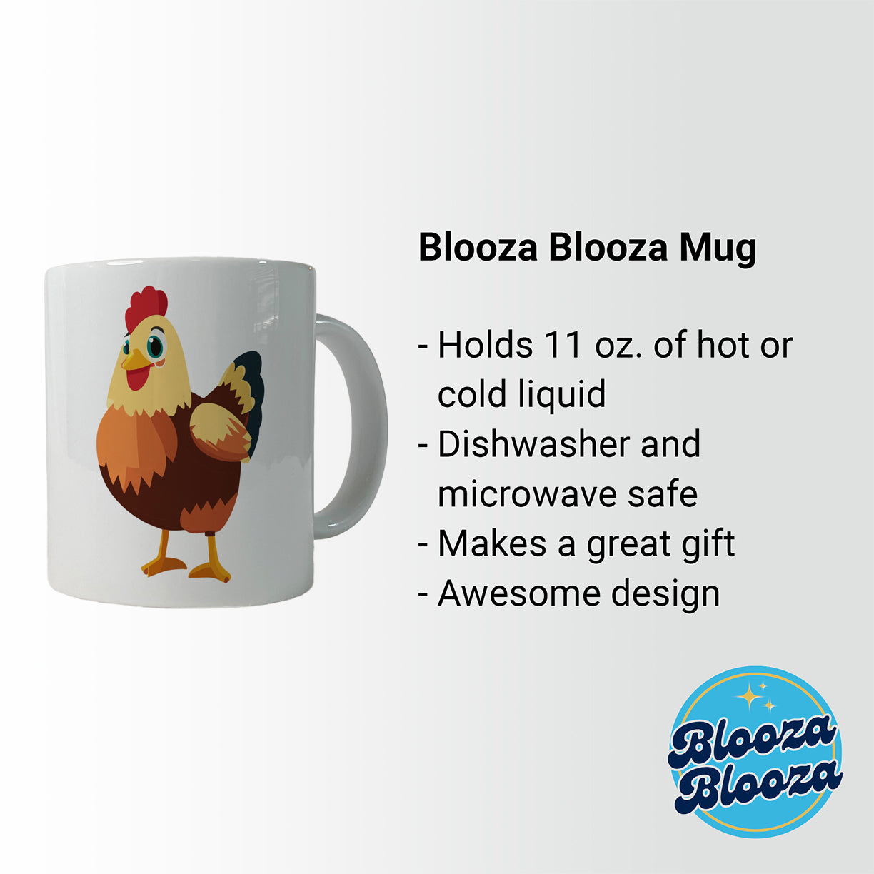 Standing Rooster Happy Ceramic Tea Coffee Mug Cup - 11oz