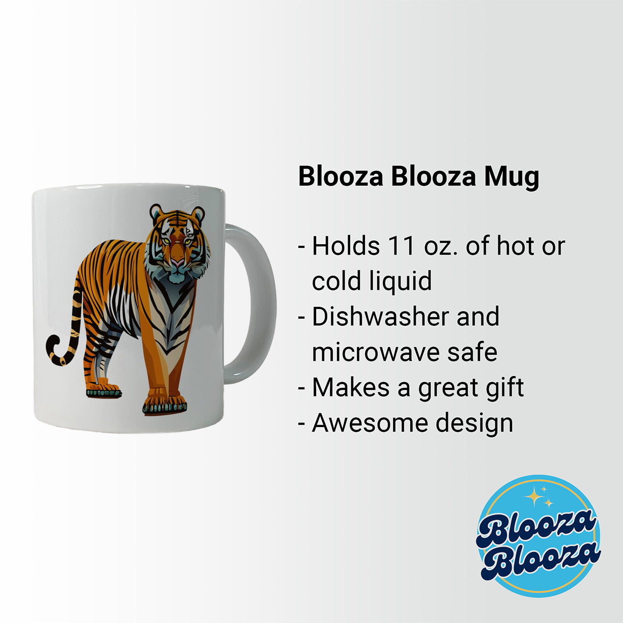 Standing Tiger Ceramic Tea Coffee Mug Cup - 11oz