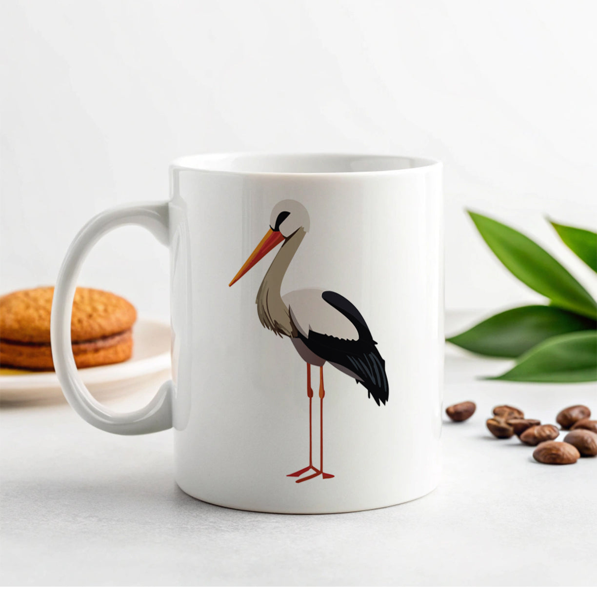 Stork Bird Profile Ceramic Tea Coffee Mug Cup - 11oz