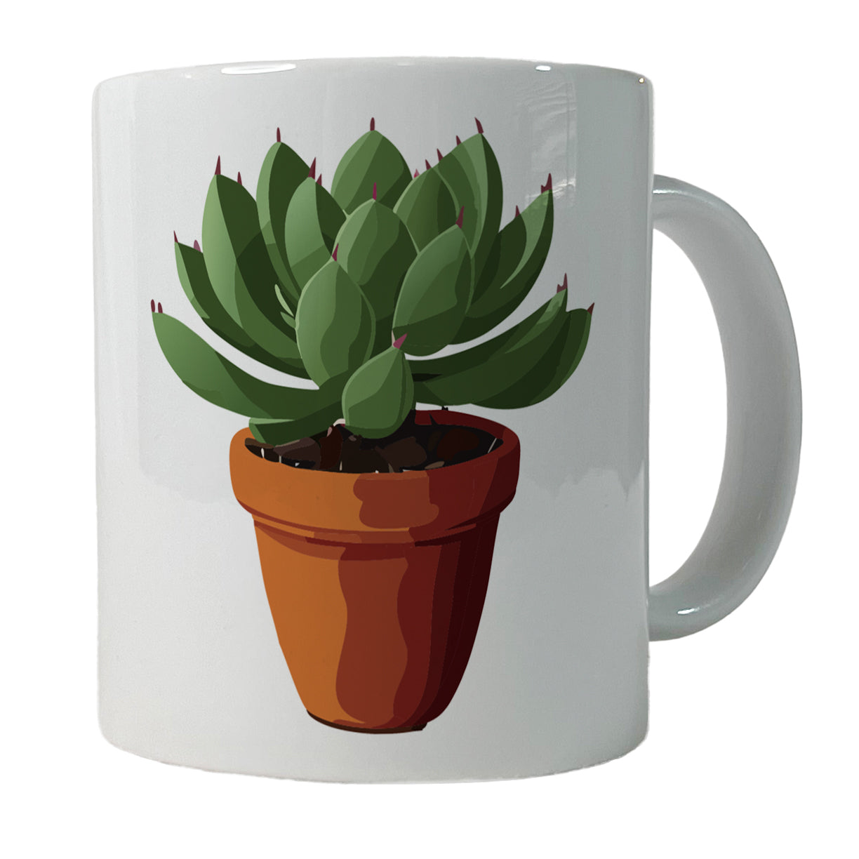 Succulent Plant in Pot Ceramic Tea Coffee Mug Cup - 11oz