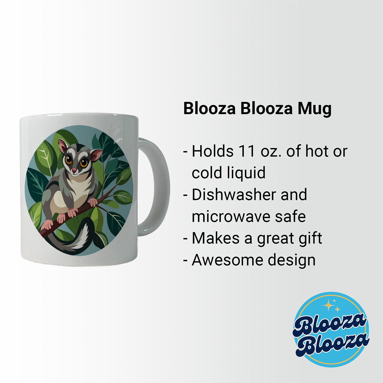 Sugar Glider on Tree Branch Ceramic Tea Coffee Mug Cup - 11oz