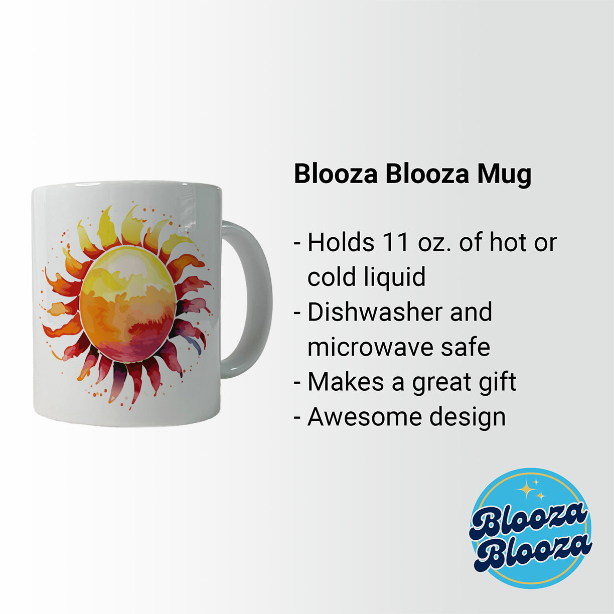 Sun Watercolor Artistic Ceramic Tea Coffee Mug Cup - 11oz