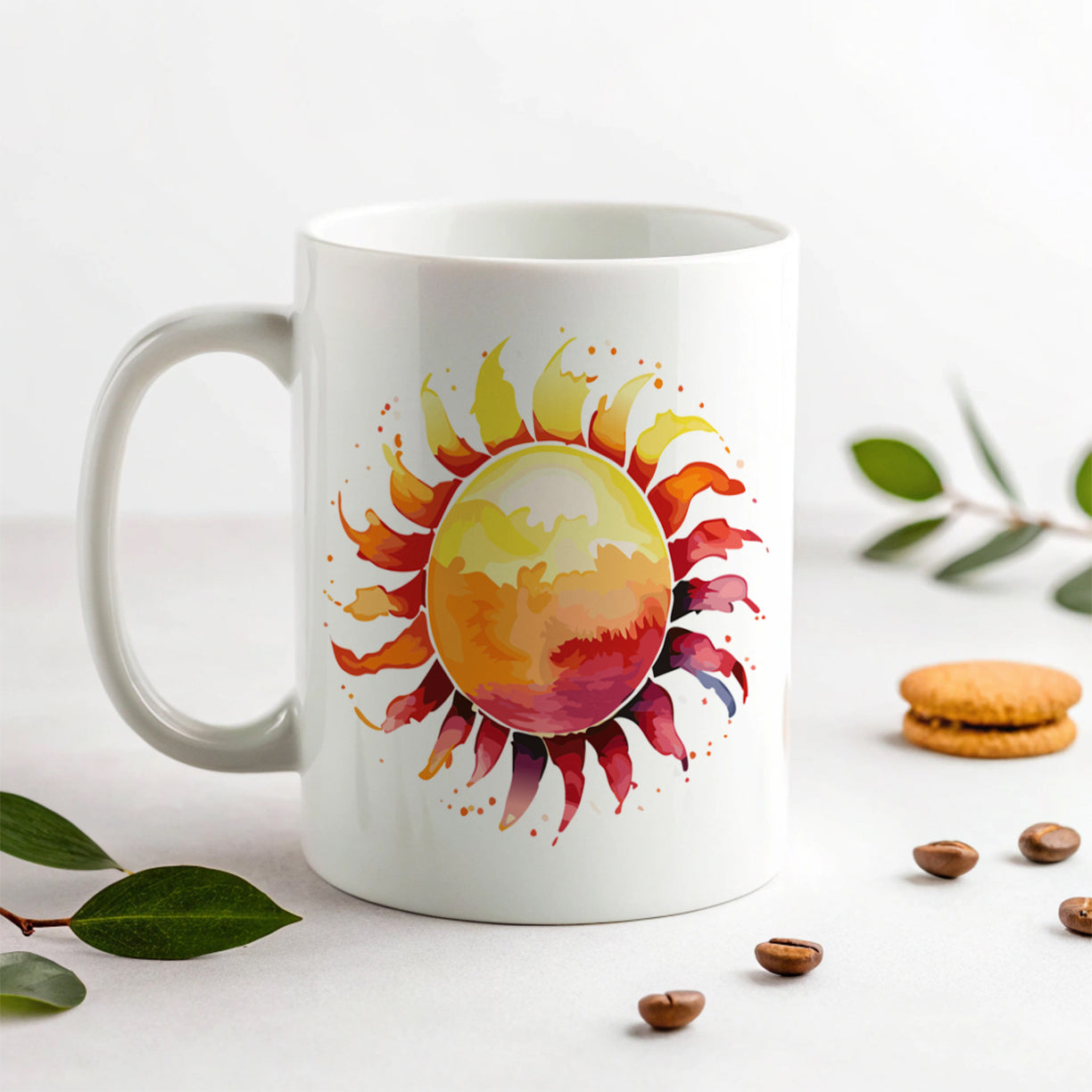 Sun Watercolor Artistic Ceramic Tea Coffee Mug Cup - 11oz