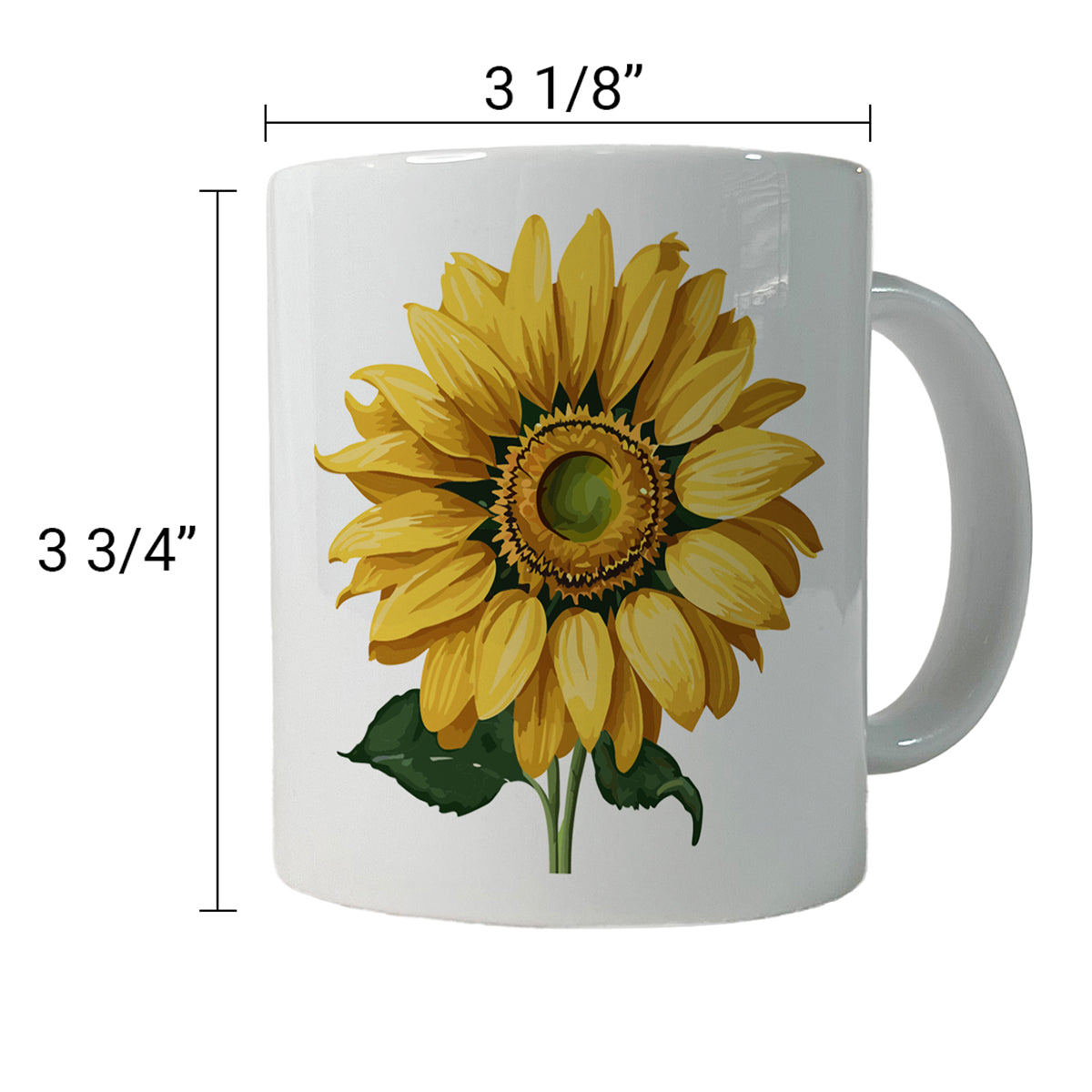 Sunflower Summer Flower with Stem Ceramic Tea Coffee Mug Cup - 11oz