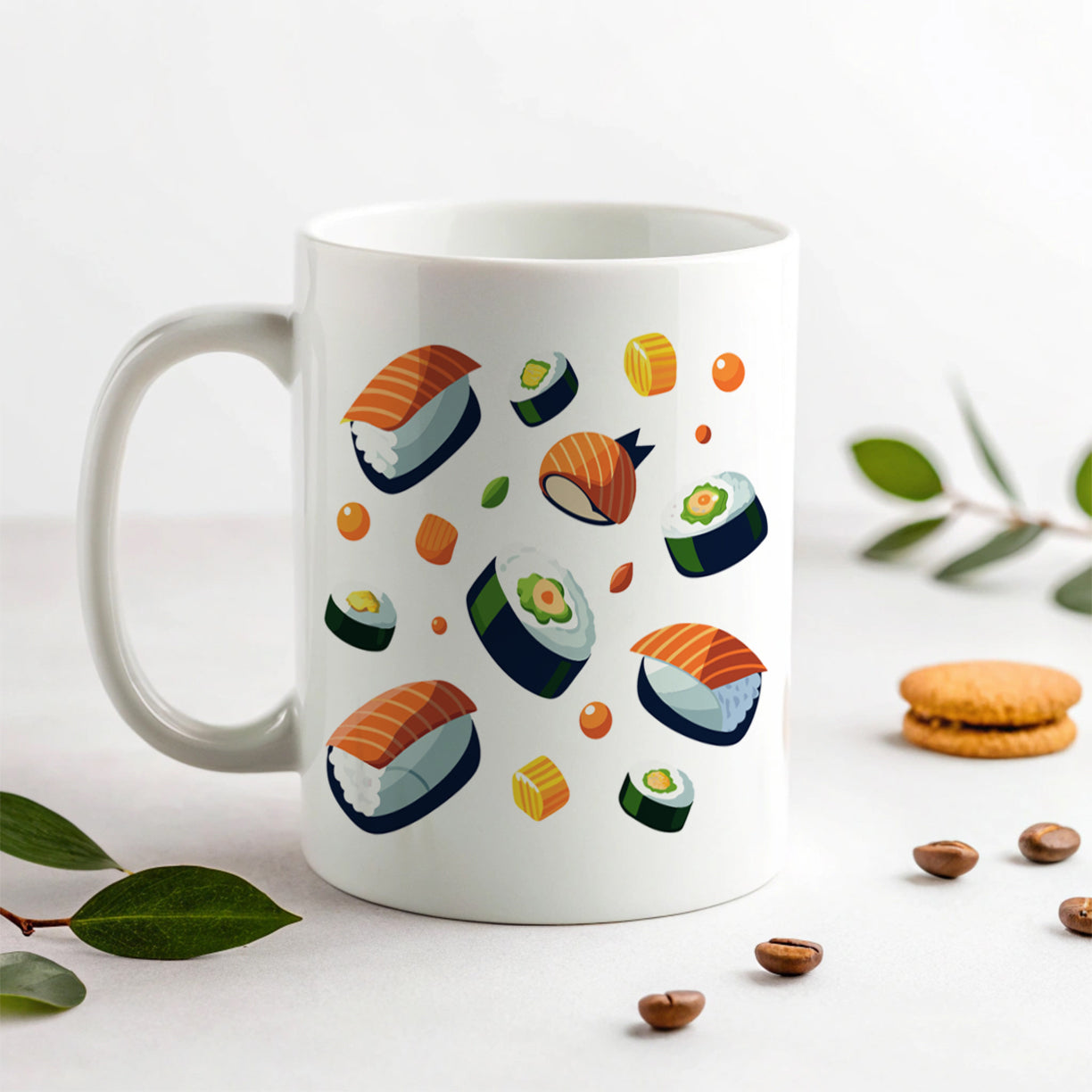 Sushi Food Scattered Ceramic Tea Coffee Mug Cup - 11oz