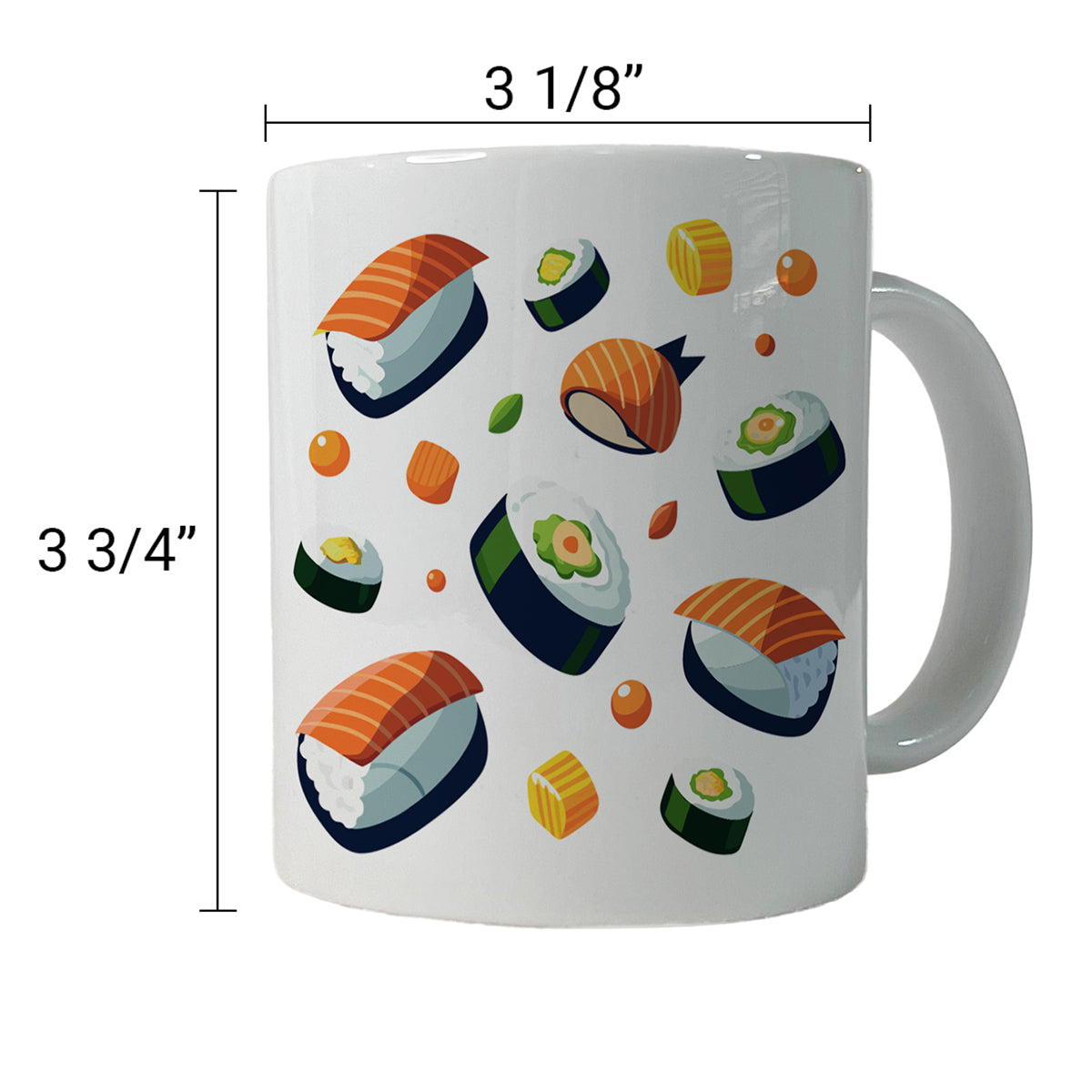 Sushi Food Scattered Ceramic Tea Coffee Mug Cup - 11oz