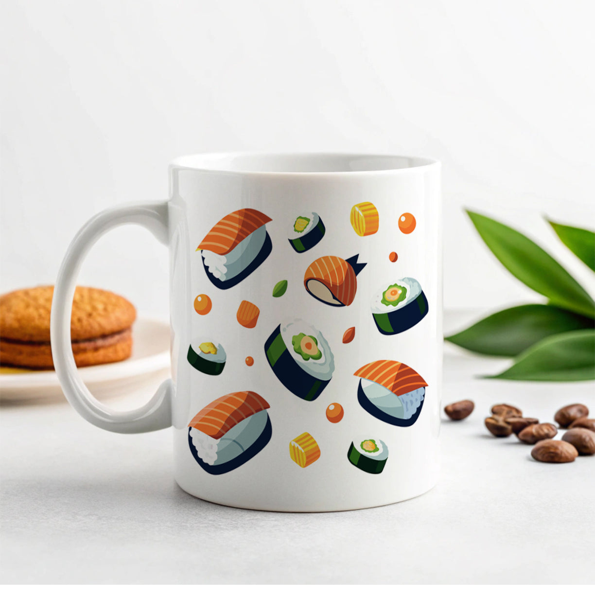 Sushi Food Scattered Ceramic Tea Coffee Mug Cup - 11oz