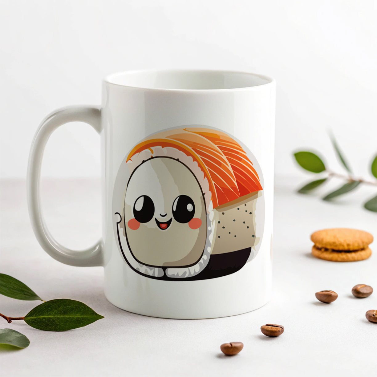 Sushi Roll Cute Chibi Kawaii Funny Food Ceramic Tea Coffee Mug Cup - 11oz