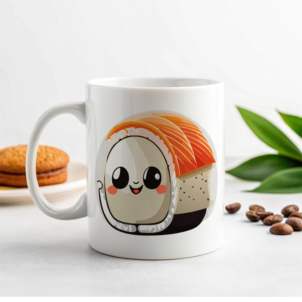 Sushi Roll Cute Chibi Kawaii Funny Food Ceramic Tea Coffee Mug Cup - 11oz