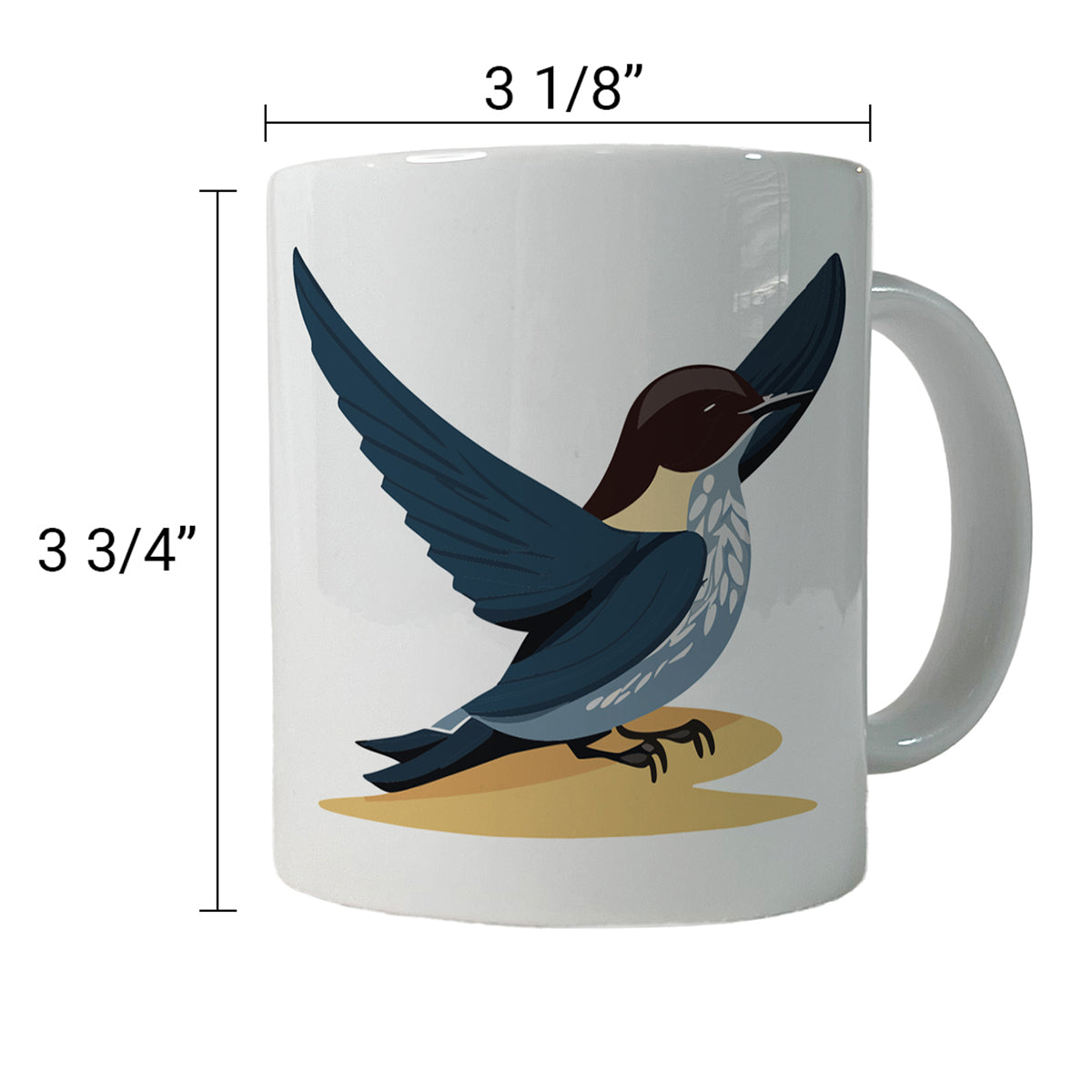 Swallow Bird Blue Ceramic Tea Coffee Mug Cup - 11oz