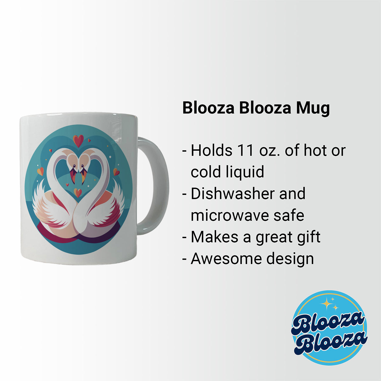 Swans in Love Anniversary Wedding Valentines Day Ceramic Tea Coffee Mug Cup - 11oz