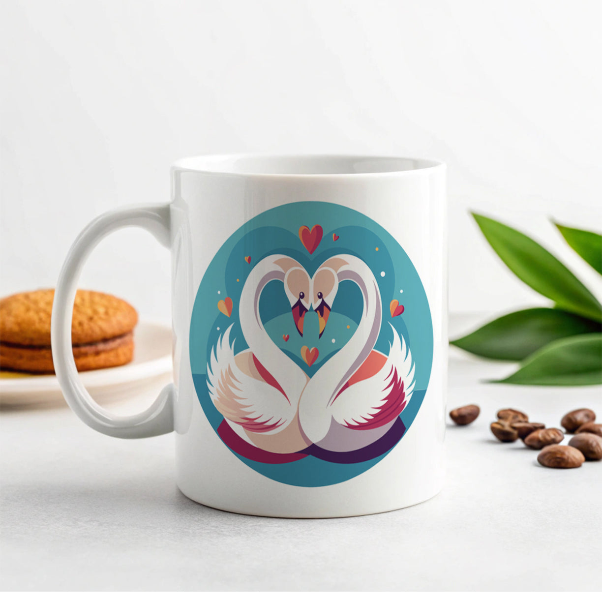 Swans in Love Anniversary Wedding Valentines Day Ceramic Tea Coffee Mug Cup - 11oz
