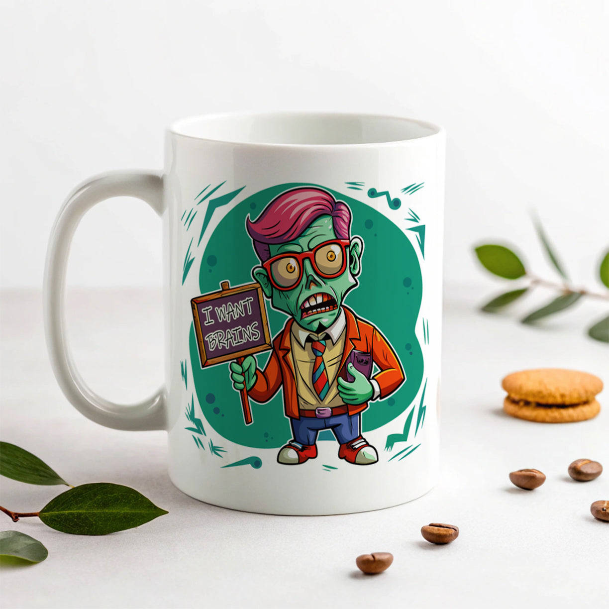 Teacher Zombie Man I Want Your Brains Ceramic Tea Coffee Mug Cup - 11oz