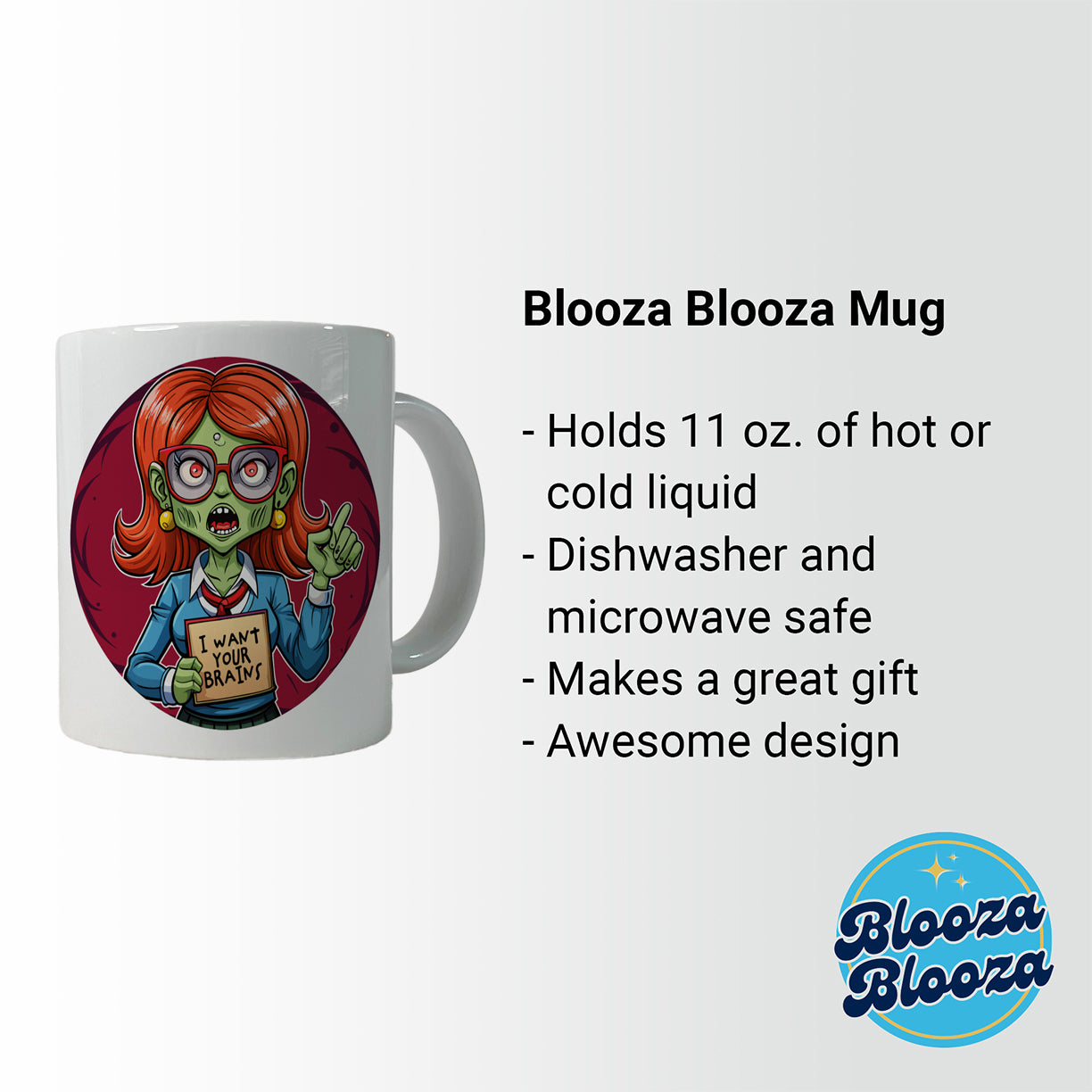 Teacher Zombie Woman I Want Your Brains Ceramic Tea Coffee Mug Cup - 11oz