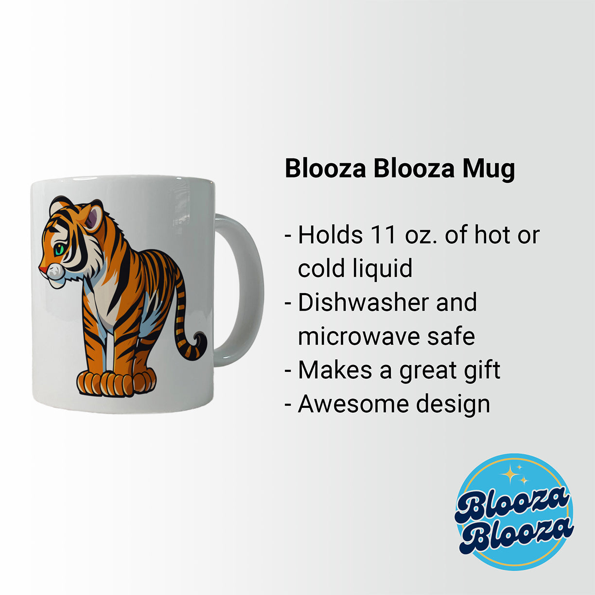 Tiger Cute Standing Ceramic Tea Coffee Mug Cup - 11oz